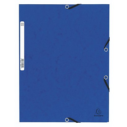 EXACOMPTA Chemise à élastique 3 rabats carte lustrée 355gm2 - A4 - Bleu - 1