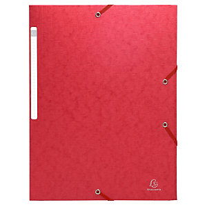 EXACOMPTA Chemise à élastiques sans rabat - carte lustrée gaufrée Scotten 600g/m2- A4 - Rouge