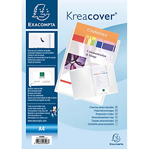 Exacompta Chemise de présentation Kreacover® A4 100 feuilles polypropylène souple blanc