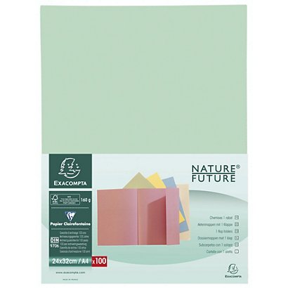 Exacompta Chemise à rabat Nature Future® Jura 160 A4, 200 feuilles, 240 x 320 mm en carte  vert clair - lot de 100 - 1