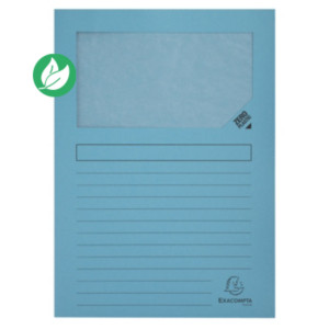 Exacompta Chemises à fenêtre Forever® 80 feuilles A4 130 g/m² en carte  recyclé Bleu clair - Lot de 25 Exacompta Chemises à fenêtre Forever® 80 feuilles A4 130 g/m² en carte  recyclé Bleu clair - Lot de 25