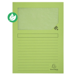 Exacompta Chemises à fenêtre Forever® 80 feuilles A4 130 g/m² en carte  recyclé Vert clair - Lot de 25 Exacompta Chemises à fenêtre Forever® 80 feuilles A4 130 g/m² en carte  recyclé Vert clair - Lot de 25