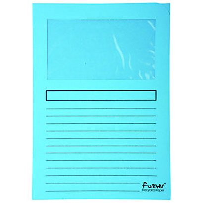 Exacompta Chemises à fenêtre Forever® 80 feuilles A4 130 g/m² carton comprimé recyclé Bleu clair Lot de 100 (Lot de 100)