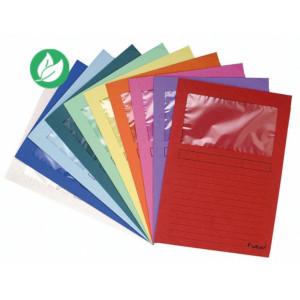 Exacompta Chemises Forever® Window A4, 80 feuilles, en carte  recyclé, 220 x 310 mm, couleurs assorties, lot de 10