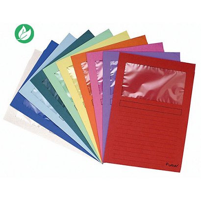 Exacompta Chemises Forever® Window A4, 80 feuilles, en carte  recyclé, 220 x 310 mm, couleurs assorties, lot de 10 - 1