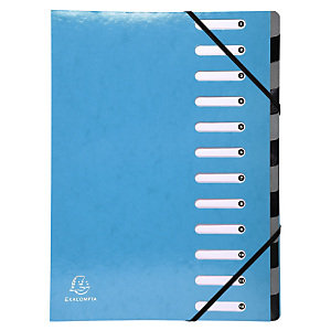 Exacompta Clasificador, A4, cartón, 12 pestañas, azul claro Exacompta Clasificador, A4, cartón, 12 pestañas, azul claro