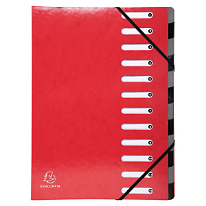 Exacompta Clasificador, A4, cartón, 12 pestañas, rojo Exacompta Clasificador, A4, cartón, 12 pestañas, rojo