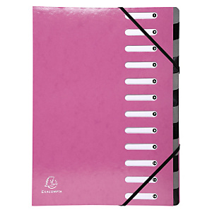 Exacompta Clasificador, A4, cartón, 12 pestañas, rosa Exacompta Clasificador, A4, cartón, 12 pestañas, rosa