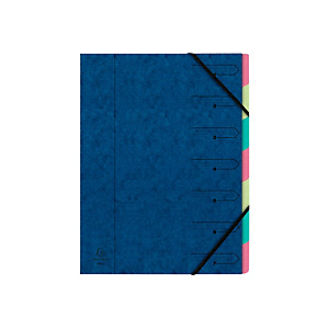 Exacompta Clasificador con gomas, A4, cartulina lustrada, 7 compartimentos, azul Exacompta Clasificador con gomas, A4, cartulina lustrada, 7 compartimentos, azul