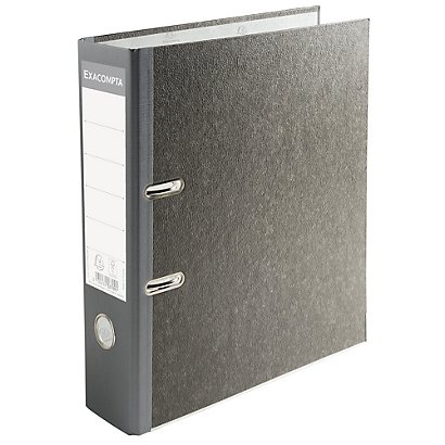 EXACOMPTA Classeur à levier papier marbre gris dos de 80mm - dos couleur - A4. - Gris-dos gris - 1