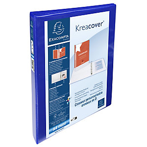 EXACOMPTA Classeur PP personnalisable Kreacover - 4 anneaux en D 15mm - A4 maxi - Bleu