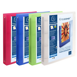 Exacompta Classeur souple 4 anneaux 30 mm Kreacover personnalisable A4 polypropylène translucide - Dos 4 cm - Assortis Exacompta Classeur souple 4 anneaux 30 mm Kreacover personnalisable A4 polypropylène translucide - Dos 4 cm - Assortis