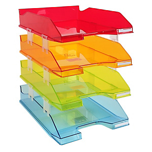 Exacompta Combo Midi Set 4 vaschette, Colori assortiti trasparenti Exacompta Combo Midi Set 4 vaschette, Colori assortiti trasparenti