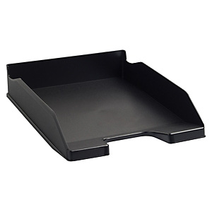 Exacompta Corbeille à courrier ECO BLACK en polypropylène recyclé - Dim : L 25,5 x H 6,5 x P 34,7 cm