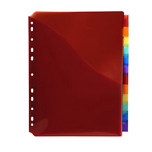 EXACOMPTA Divisori neutri a 12 tacche - PP - A4 maxi - con portaetichetta - colori assortiti EXACOMPTA Divisori neutri a 12 tacche - PP - A4 maxi - con portaetichetta - colori assortiti