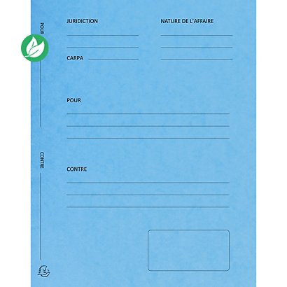 Exacompta Dossiers de plaidoirie pré-imprimés en carte lustrée coloris turquoise - Lot de 25 - 1