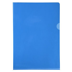 EXACOMPTA Etui carton de 100 pochettes coin PVC lisse haute résistance 13/100e - A4 - Bleu
