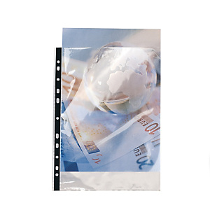 EXACOMPTA Etui carton de 100 pochettes perforées polypropylène lisse haute résistance 9/100e - A4 - Cristal