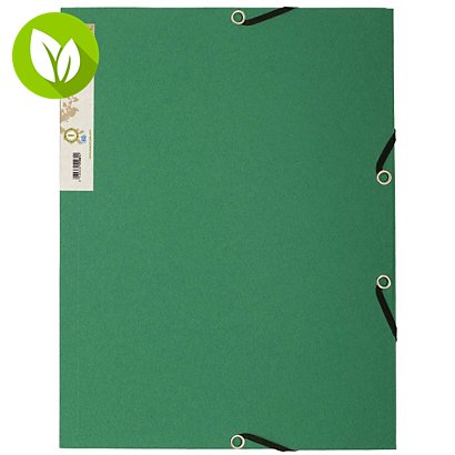 Exacompta Forever® Carpeta de gomas, A4, 3 solapas, lomo 15 mm, cartón prensado reciclado, verde oscuro - 1
