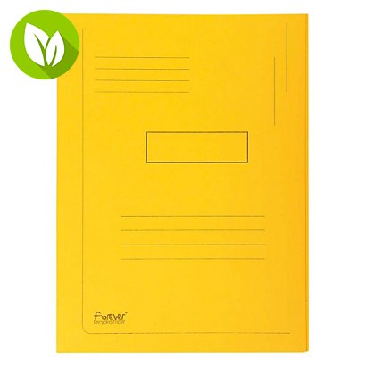 Exacompta Forever® Subcarpeta de 2 solapas en cartón prensado reciclado con líneas impresas A4 200 hojas de 240 x 320 mm en amarillo - 1