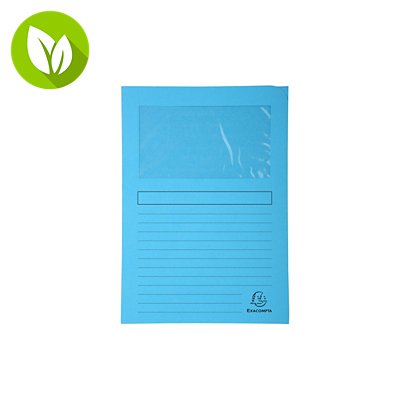 Exacompta Forever® Subcarpeta con ventana en cartón prensado reciclado 80 hojas tamaño A4 de 220 x 310 mm azul claro - 1