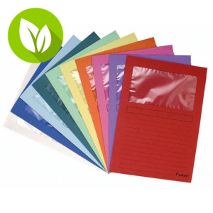Exacompta Forever® Subcarpeta con ventana en cartón prensado reciclado 80 hojas tamaño A4 de 220 x 310 mm en colores variados