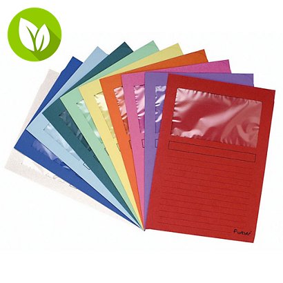 Exacompta Forever® Subcarpeta con ventana en cartón prensado reciclado 80 hojas tamaño A4 de 220 x 310 mm en colores variados - 1