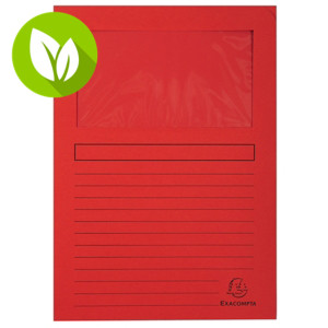 Exacompta Forever® Subcarpeta con ventana en cartón prensado reciclado 80 hojas tamaño A4 220 x 310 mm rojo
