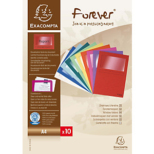 Exacompta Forever® Subcarpeta con ventana en cartón prensado reciclado 80 hojas tamaño A4 de 220 x 310 mm en colores variados Exacompta Forever® Subcarpeta con ventana en cartón prensado reciclado 80 hojas tamaño A4 de 220 x 310 mm en colores variados