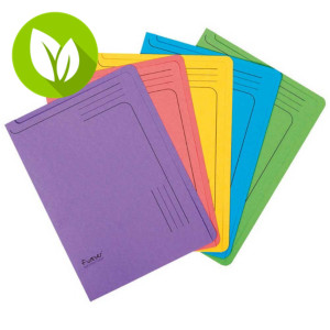 Exacompta Forever® Subcarpetas de cartón prensado reciclado para 150 hojas tamaño A4 de 220 x 310 mm de colores variados, Paquete de 5