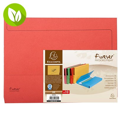Exacompta Forever® Vip-Pocket Subcarpeta con bolsillo de cartón prensado reciclado 200 hojas tamaño A4 de 240 x 325 mm color rojo vivo - 1