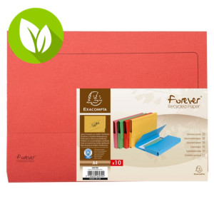 Exacompta Forever® Vip-Pocket Subcarpeta con bolsillo de cartón prensado reciclado, 200 hojas tamaño A4 de 245 x 325 mm, rojo, paquete de 10