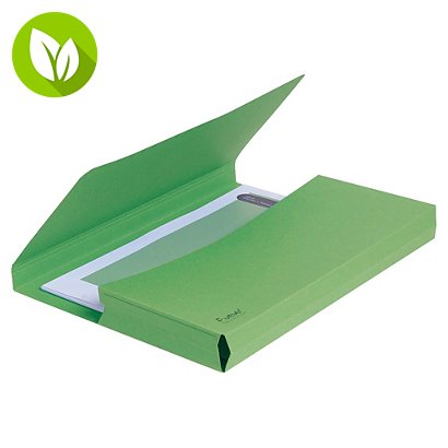 Exacompta Forever® Vip-Pocket Subcarpeta con bolsillo de cartón prensado reciclado, 200 hojas tamaño A4 de 245 x 325 mm, verde, paquete de 10 - 1