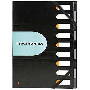 Exacompta Harmonika® Exactive® Clasificador con compartimentos con lomo expansible y ventanas troqueladas en polipropileno tamaño A4 para 450 hojas con 9 compartimentos 240 x 320 mm en negro Exacompta Harmonika® Exactive® Clasificador con compartimentos con lomo expansible y ventanas troqueladas en polipropileno tamaño A4 para 450 hojas con 9 compartimentos 240 x 320 mm en negro