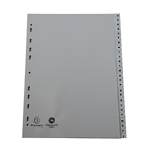 EXACOMPTA Intercalaires imprimés alphabétiques PP recyclé - AZ 26 positions - A4 - Gris EXACOMPTA Intercalaires imprimés alphabétiques PP recyclé - AZ 26 positions - A4 - Gris