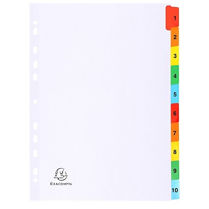 EXACOMPTA Intercalaires imprimés numériques carte blanche 160g 10 positions - A4 - Blanc - 1