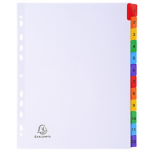 EXACOMPTA Intercalaires Imprimés numériques carte blanche 160g- 12 positions - A4 Maxi - Blanc