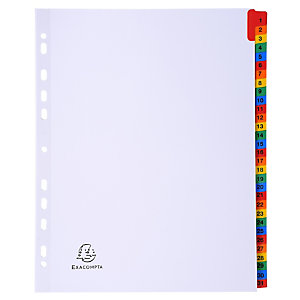 EXACOMPTA Intercalaires Imprimés numériques carte blanche 160g- 31 positions - A4 Maxi - Blanc