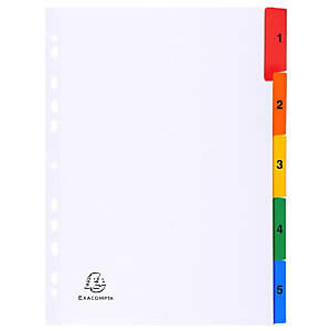 EXACOMPTA Intercalaires imprimés numériques carte blanche 160g 5 positions - A4 - Blanc