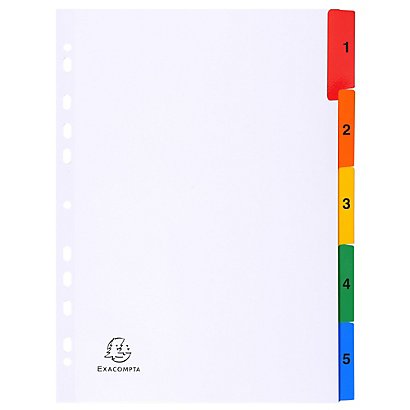 EXACOMPTA Intercalaires imprimés numériques carte blanche 160g 5 positions - A4 - Blanc - 1