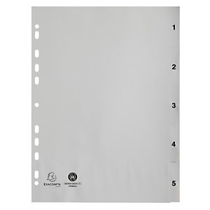 EXACOMPTA Intercalaires imprimés numériques PP gris recyclé - 5 positions - A4 - Gris