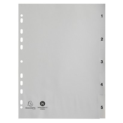 EXACOMPTA Intercalaires imprimés numériques PP gris recyclé - 5 positions - A4 - Gris - 1