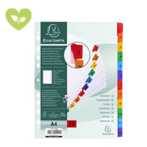 Exacompta Intercalari numerici, A4, Cartoncino, 12 tasti 1-12 Exacompta Intercalari numerici, A4, Cartoncino, 12 tasti 1-12