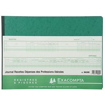 Exacompta Journal de recettes et dépenses des professions libérales, 80 pages, 27 x 38 cm - 1