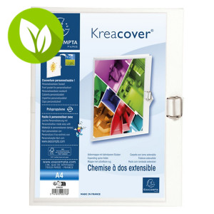 EXACOMPTA Krea Cover Carpeta de lomo extensible, personalizable, Tapa forrada en balacrón, blanco EXACOMPTA Krea Cover Carpeta de lomo extensible, personalizable, Tapa forrada en balacrón, blanco