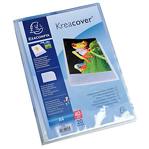 Exacompta Kreacover® Carpeta de fundas A4, 20 fundas, portada personalizable, transparente