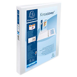 Exacompta Kreacover® Carpeta personalizable canguro de 2 anillas de 60 mm A4 Maxi lomo 80 mm de PVC blanco