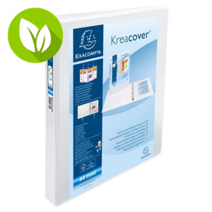 Exacompta Kreacover® Carpeta personalizable canguro de 2 anillas de 60 mm A4 Maxi lomo 80 mm de PVC blanco