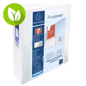 Exacompta Kreacover® Carpeta personalizable canguro de 4 anillas de 60 mm A4 Maxi lomo 70 mm de PVC blanco Exacompta Kreacover® Carpeta personalizable canguro de 4 anillas de 60 mm A4 Maxi lomo 70 mm de PVC blanco