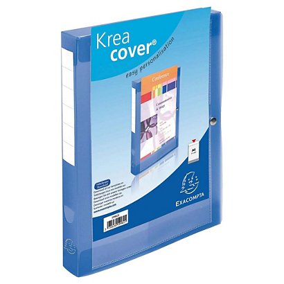 Exacompta Kreacover®, Carpeta de proyectos, A4, polipropileno, portada personalizable, 350 hojas, lomo 40 mm, azul transparente - 1